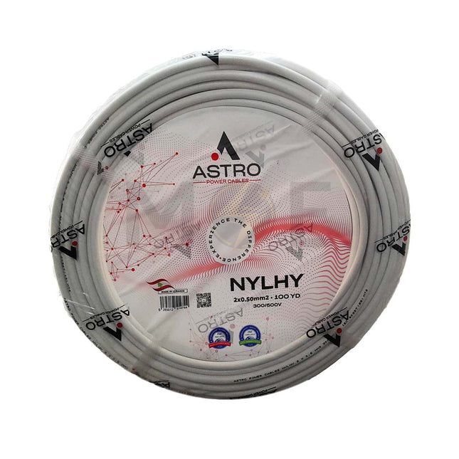 Astro Cables Sheathed-Insulated Fiber CU Core 300/500V Flexible White 2x0.5 mm كابل مبروم شعري ابيض