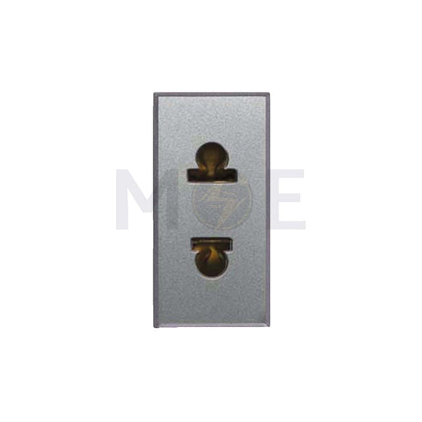 Ave Allumia Euro American Standard Socket Outlet Shuttered Matt Silver 2P 16A 4/4.8mm | 443033S