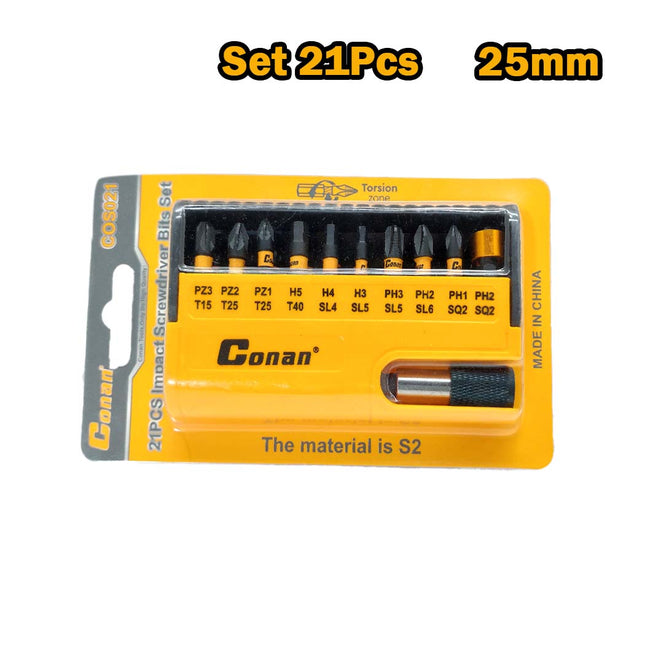 Conan Impact Screwdriver Bit Set 25mm 21Pcs | COS021
