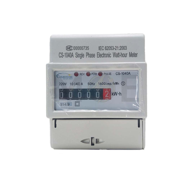 Cosmostar Single Phase Energy Meter KwH 230V AC 50Hz 10-40A 4Module | CS-1040A