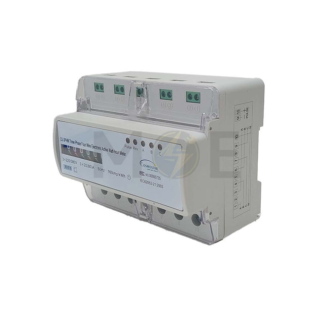 Cosmostar Three Phase Energy Meter KwH 220V AC 50/60Hz 80A 7Mod. | CS-3PHM