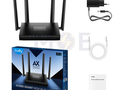 Cudy AX3000 Gigabit Mesh Wi-Fi 6 Wireless Dual Band Router 4 Antenna 574-2402 Mbps | WR3000