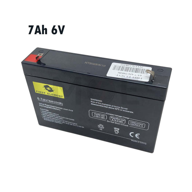 First Element VALVE Sealed Lead Acid Rechargeable Battery 7Ah 6V