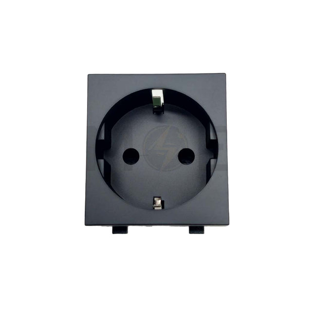 G-TECH Schuko Socket Black Matt 2P+E 16A 2Module | IS008.MT 10/150