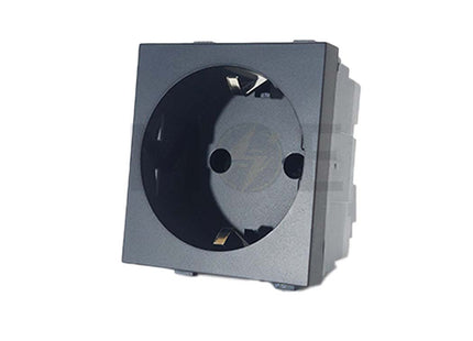 G-TECH Schuko Socket Black Matt 2P+E 16A 2Module | IS008.MT 10/150