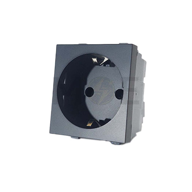 G-TECH Schuko Socket Black Matt 2P+E 16A 2Module | IS008.MT 10/150