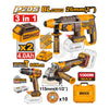 INGCO Cordless 3 pcs combo kit ( Lithium-ion Rotary Hammer, Angle Grinder, Impact Drill) with 2 Batteries 4A & Charger 20V | COSLI241198