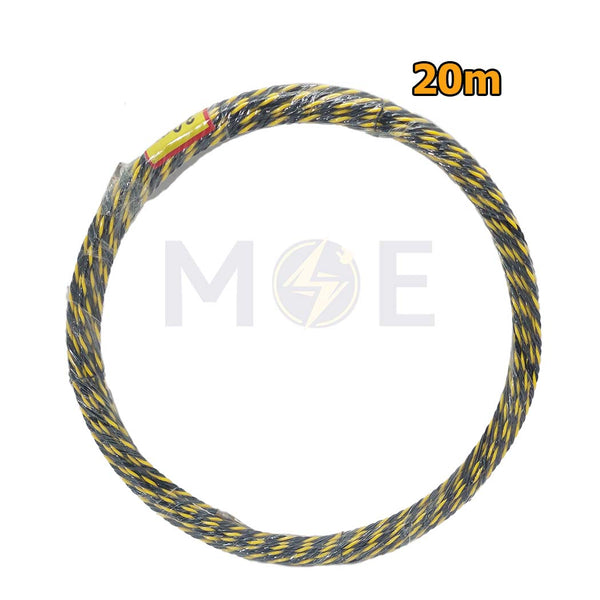 Indo Twisted Polyester Fish Tape Wire Guide Black/Yellow 7mm 20m