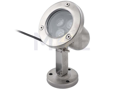 Lotus LED Silver Adjustable Garden Lawn Light With Flat Base Warmwhite 12V AC 3x1w (3W) سبوت بركة لد ظاهر متحرك مع قاعدة فضي ورم وايت