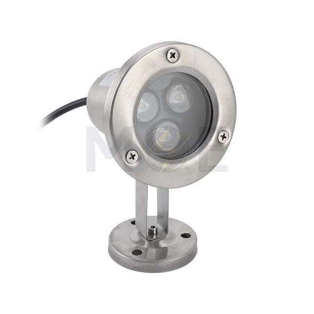 Lotus LED Silver Adjustable Garden Lawn Light With Flat Base Warmwhite 12V AC 3x1w (3W) سبوت بركة لد ظاهر متحرك مع قاعدة فضي ورم وايت