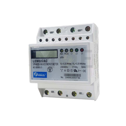 Orient Digital Three Phase Energy Meter KwH with Current Transformer 230V AC 50Hz 100A 4Mod. | LEM022AC