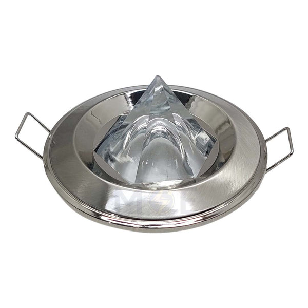 Orient Downlight Spotlight Frame Chrome Nickel Recessed Fix Circular With Pyramid Glass MR16 6cm سبوت فارغ مدور مخفي مع زجاجة هرم فضيكروم على كرومنيكل ثابت