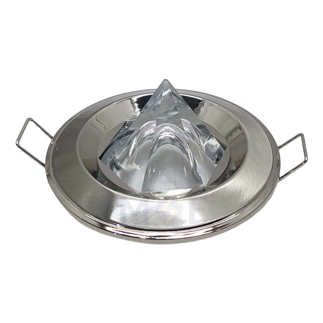 Orient Downlight Spotlight Frame Chrome Nickel Recessed Fix Circular With Pyramid Glass MR16 6cm سبوت فارغ مدور مخفي مع زجاجة هرم فضيكروم على كرومنيكل ثابت