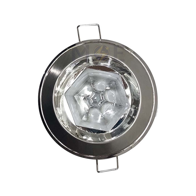 Orient Downlight Spotlight Frame Chrome Nickel Recessed Fix Circular With Pyramid Glass MR16 6cm سبوت فارغ مدور مخفي مع زجاجة هرم فضيكروم على كرومنيكل ثابت