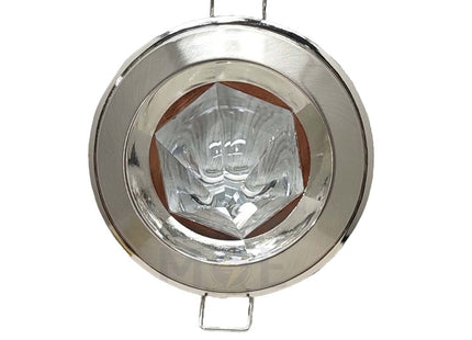 Orient Downlight Spotlight Frame Chrome Nickel Recessed Fix Circular With Pyramid Glass MR16 6cm سبوت فارغ مدور مخفي مع زجاجة هرم فضيكروم على كرومنيكل ثابت