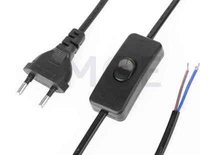 Single P Lamp Cord with Switch and Plug Black 1.5mt 90+60cm شريط لمبدير مع فيش و مفتاح خط واحد اسود