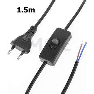 Single P Lamp Cord with Switch and Plug Black 1.5mt 90+60cm شريط لمبدير مع فيش و مفتاح خط واحد اسود