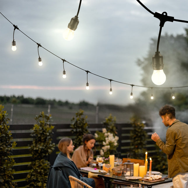 String Light Black Waterproof Wire 20 LampHolder E27 10mt Extendable