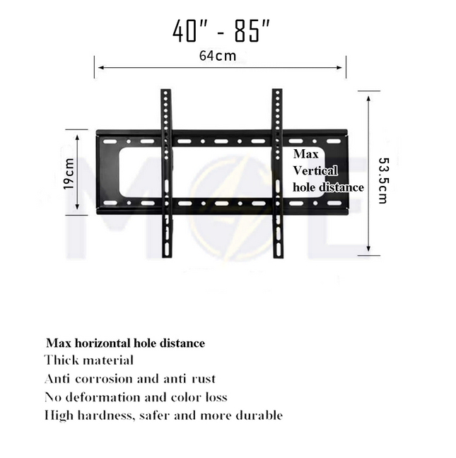 TV Stand Wall Mount Fixed Max Load 75Kg Fits 40–85 Inch Screens - ستاند تلفزيون حائط ثابتة (1)