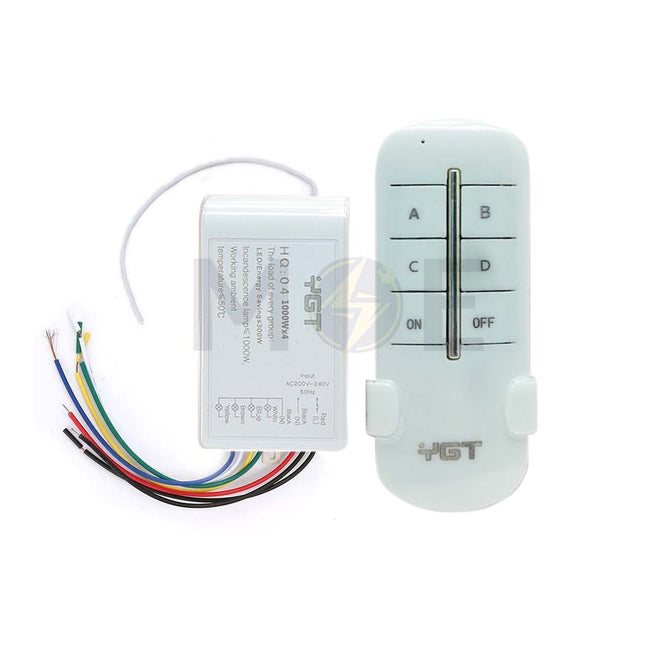 YGT Multifunctional Remote Control Switch 4-Way Dudi Control Switch Receiver Kit 220V ريموت كنترول اضاءة وريسيفر طقم